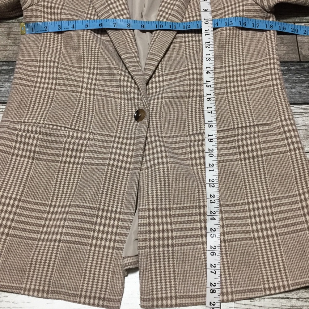 Z Supply Plaid One Button Blazer Jacket Women’s S Tan Brown Polyester - Picture 2 of 9